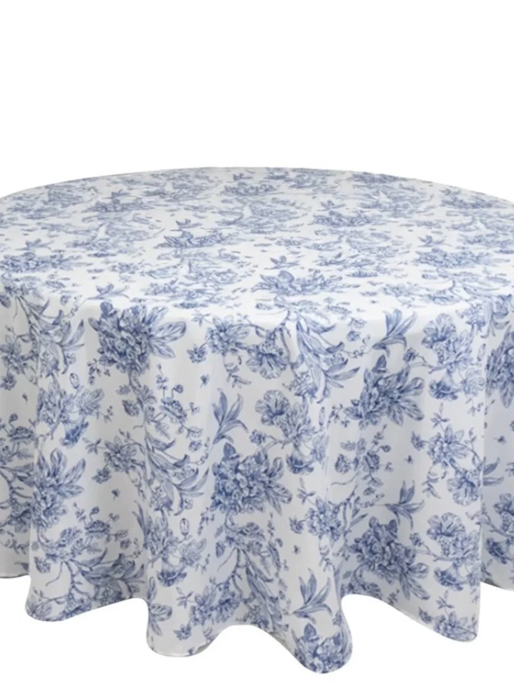 5 Blue Round Floral French Toile Round Tablecloths- 120 inches